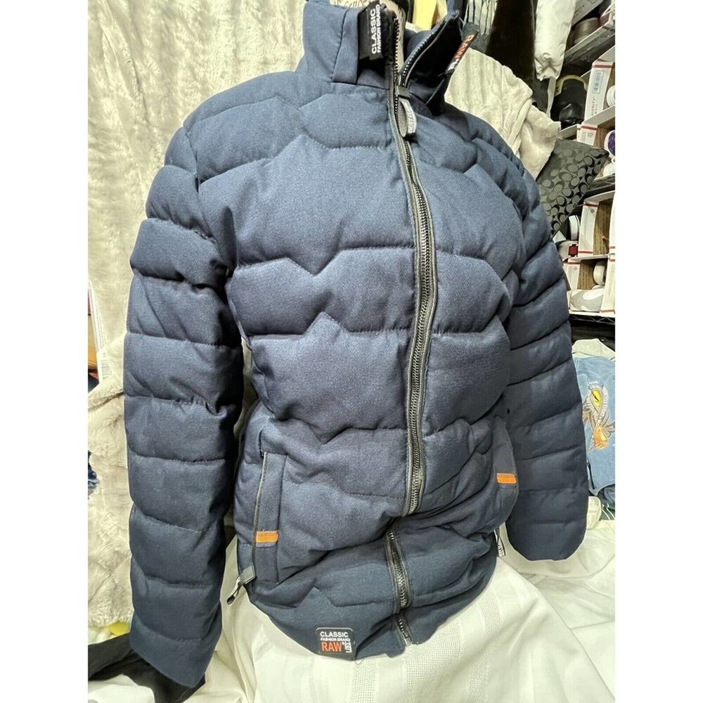 Raw Best‎ Classic Vouge Fashion Puffer Jacket / Coat Navy Blue Men's